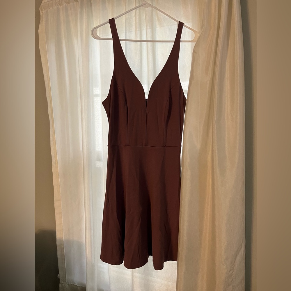 Deep V mauve cocktail dress